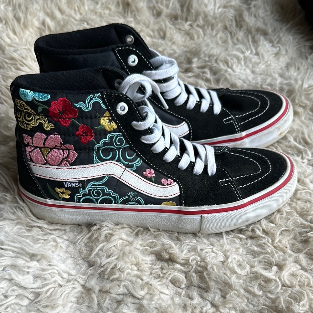 Vans Black and Red High-Top Sneakers